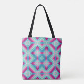 Afbrekende geometrische vormen blauwe roze turquoi tote bag (Achterkant)