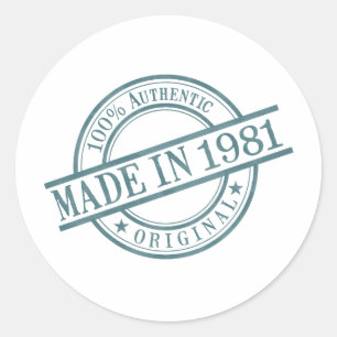 Afd. 1981 Rond Rubber Stamp Logo geboortejaar Ronde Sticker