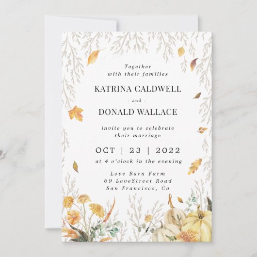 Afdalend lef herfst bruiloft kaart (Voorkant)