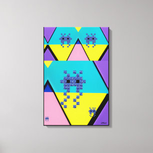 Afdalend op een door Memphis ontworpen planeet Canvas Afdruk