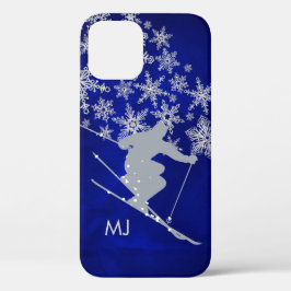 Afdalende Sneeuwschaats Blauwe Monogram Case-Mate iPhone 14 Hoesje
