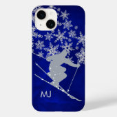 Afdalende Sneeuwschaats Blauwe Monogram Case-Mate iPhone Case (Achterkant)