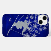 Afdalende Sneeuwschaats Blauwe Monogram Case-Mate iPhone Case (Achterkant (horizontaal))