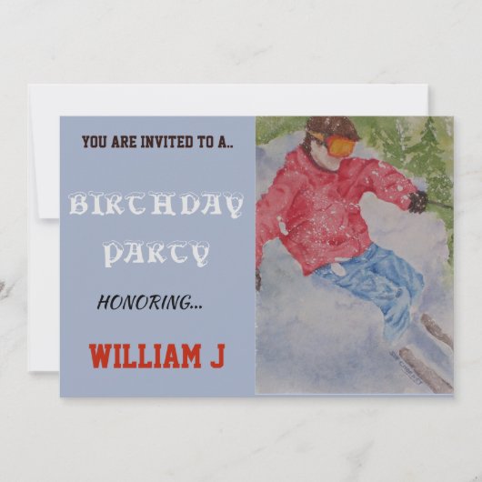 AFDALING SKIËR INVITE KAART (Voorkant)