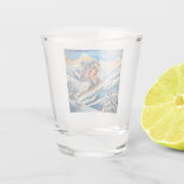 Afdaling skiër Shot Glass Glas (Achterkant)