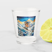 Afdaling skiër Shot Glass Shot Glas (Voorkant)