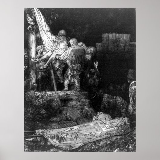 Afdaling van de Cross By Torchlight - Rembrandt Poster (Voorkant)