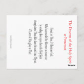 Afdaling van de Heilige Geest (Pinksteren) Gebed K Briefkaart (Achterkant)