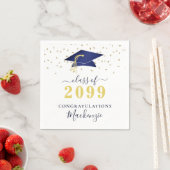 Afdekdopje Navy Blue Gold Confetti Script Servet (Insitu)