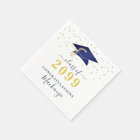 Afdekdopje Navy Blue Gold Confetti Script Servet (Hoek)