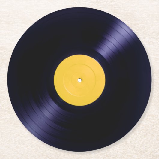 Afdekking van oude tijden met vinyldiskette retro ronde kartonnen onderzetter (Voorkant)