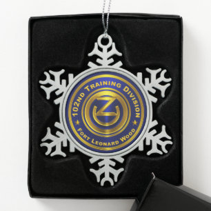 Afdeling 102e opleiding tin sneeuwvlok ornament
