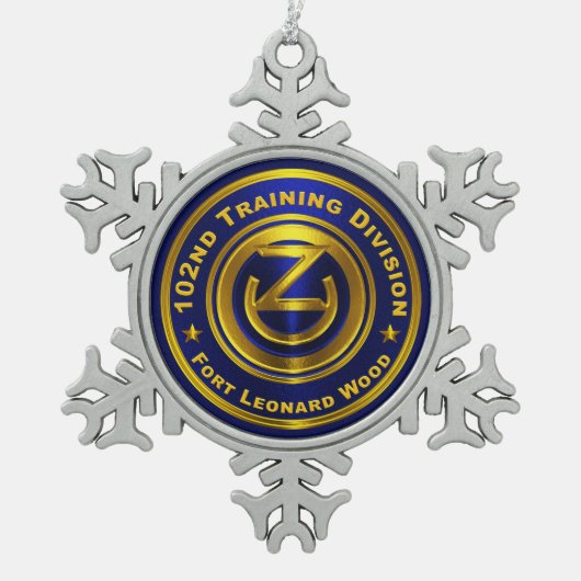 Afdeling 102e opleiding tin sneeuwvlok ornament (Voorkant)