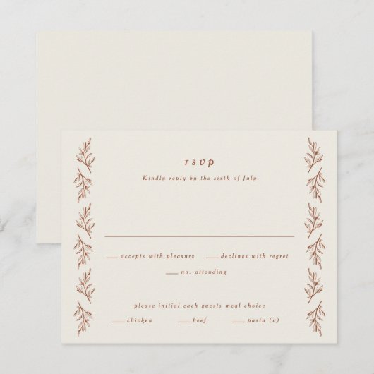  afdeling Boho Wedding RSVP Kaartje (Voorkant / Achterkant)
