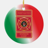 Afdeling brandweerkorter Aangepast Keramisch Ornament (Achterkant)