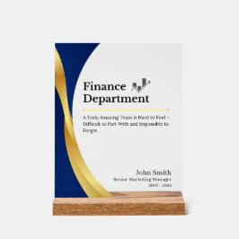 afdeling Gepersonaliseerde Financiën Acryl Bord