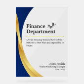 afdeling Gepersonaliseerde Financiën Acryl Bord (Voorkant)