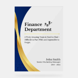 afdeling Gepersonaliseerde Financiën Acryl Bord