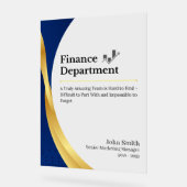 afdeling Gepersonaliseerde Financiën Acryl Bord (Hoek)