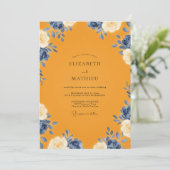 Afdeling Indigo Ranunculus Eucalyptus Bruiloft Kaart (Staand voorkant)