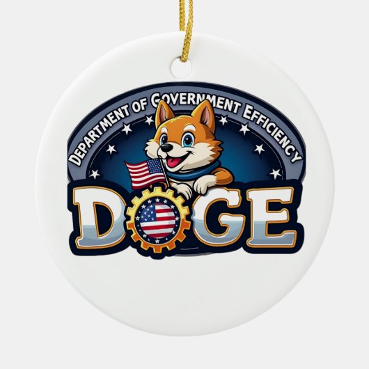 Afdeling Overheids Efficiëntie Doge Dog Keramisch Ornament (Voorkant)