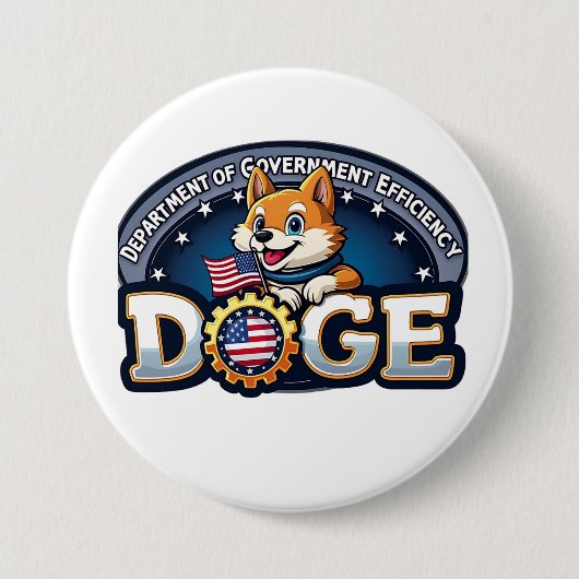 Afdeling Overheidsrendement Doge Hond   Ronde Button 7,6 Cm (Voorkant)