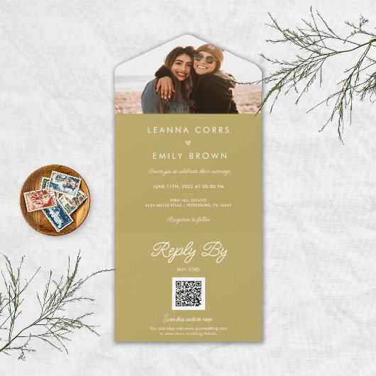 Afdichten en verzenden Inclusieve minimalistische All In One Uitnodiging