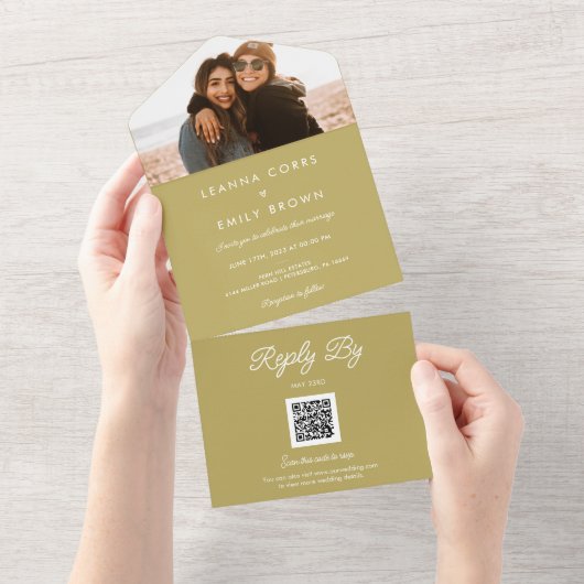 Afdichten en verzenden Inclusieve minimalistische  All In One Uitnodiging (Afscheurbaar)