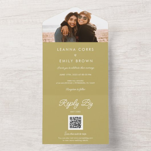 Afdichten en verzenden Inclusieve minimalistische All In One Uitnodiging (Binnen)