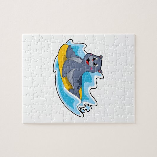 Afdichting als Surfer met Surfboard Legpuzzel (Horizontaal)