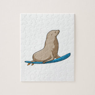 Afdichting als Surfer met Surfboard Legpuzzel