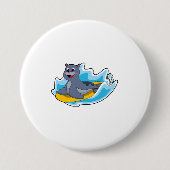 Afdichting als Surfer met Surfboard Ronde Button 7,6 Cm (Voorkant)