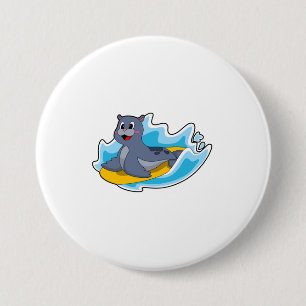 Afdichting als Surfer met Surfboard Ronde Button 7,6 Cm