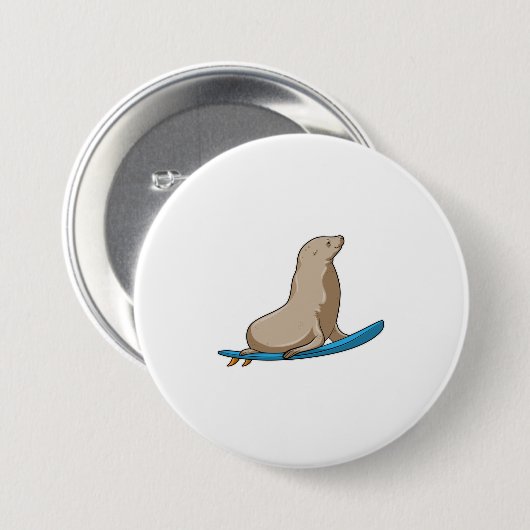 Afdichting als Surfer met Surfboard Ronde Button 7,6 Cm (Voorkant /achterkant)