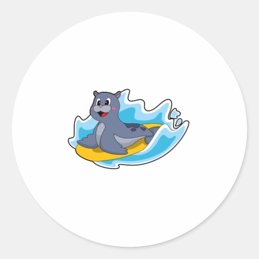 Afdichting als Surfer met Surfboard Ronde Sticker (Voorkant)