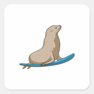 Afdichting als Surfer met Surfboard Vierkante Sticker