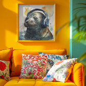 Afdichting luisteren naar hoofdtelefoon poster