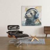 Afdichting luisteren naar hoofdtelefoon poster