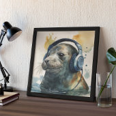 Afdichting luisteren naar hoofdtelefoon poster