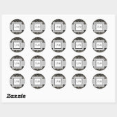 Afdichting monogram damast envelop ronde sticker (Vel)