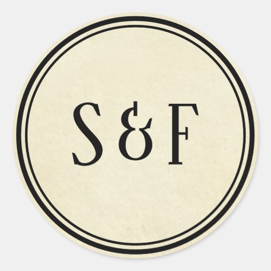 Afdichting van monogram envelop ronde sticker (Voorkant)