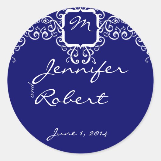 Afdichting witte Romance monogram envelop Ronde Sticker (Voorkant)