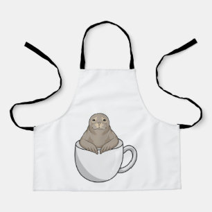 Afdichtingen met koffiebeker schort