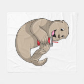 Afdichtingen met Mok met stro Fleece Deken (Voorkant (Horizontaal))