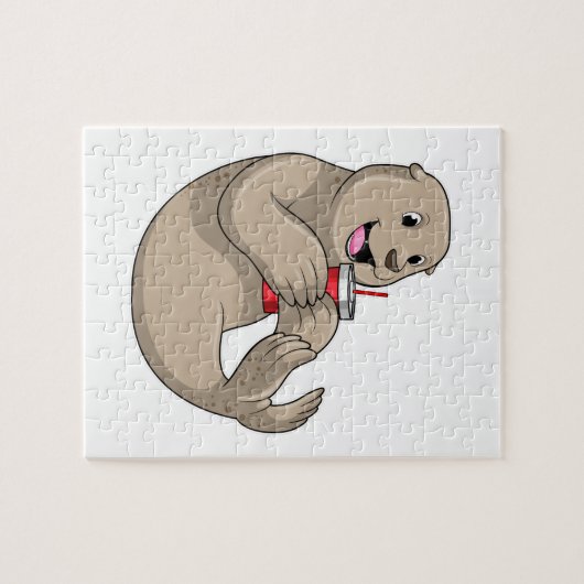 Afdichtingen met Mok met stro Legpuzzel (Horizontaal)