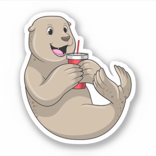 Afdichtingen met Mok met stro Sticker (Voorkant)