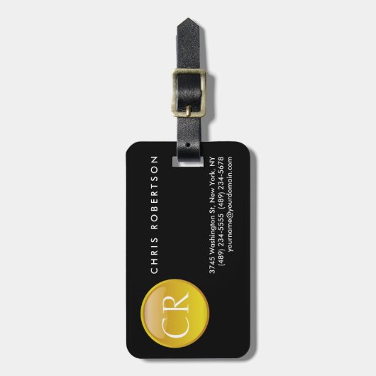 Afdichtingen monogrammed Cute Black Modern Plain V Bagagelabel (Voorkant verticaal)