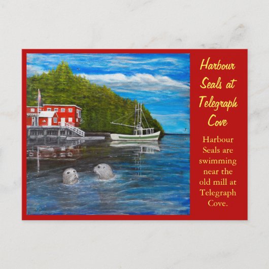 Afdichtingen op Telegraph Cove, BC Canada. Briefkaart (Voorkant)