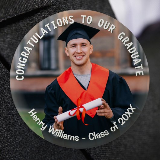 Afdichtingsfoto met eigen tekst Geschenk voor afge Ronde Button 4,0 Cm