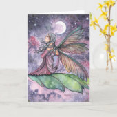 Afdrijven Fairy Waterverf Art Molly Harrison Kaart (Gele Bloem)